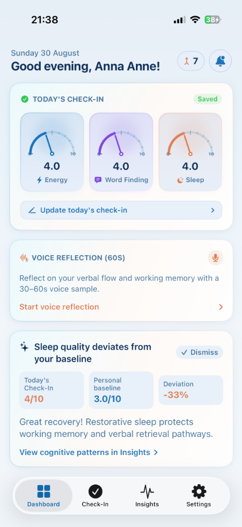 MindTide iOS Dashboard Preview